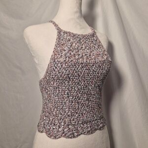 Hollister VTG Cropped Cotton Confetti Twee Indie Fairycore Chunky Knit Halter XS